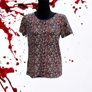 J. Crew Women's Small Floral Print Crew Neck Short Sleeve T-Shirt Multicolor‎